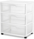 Plastic Storage Drawer Cart with 3 Clear Drawers with Wheels Q895