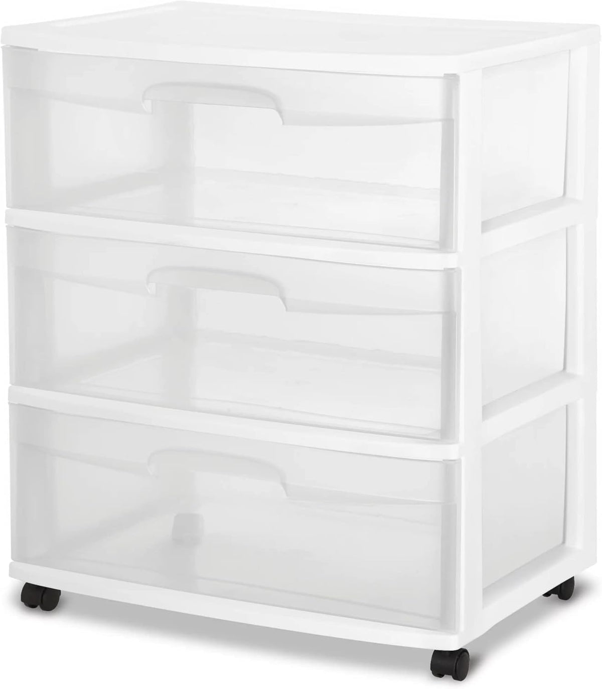 Plastic Storage Drawer Cart with 3 Clear Drawers with Wheels Q895