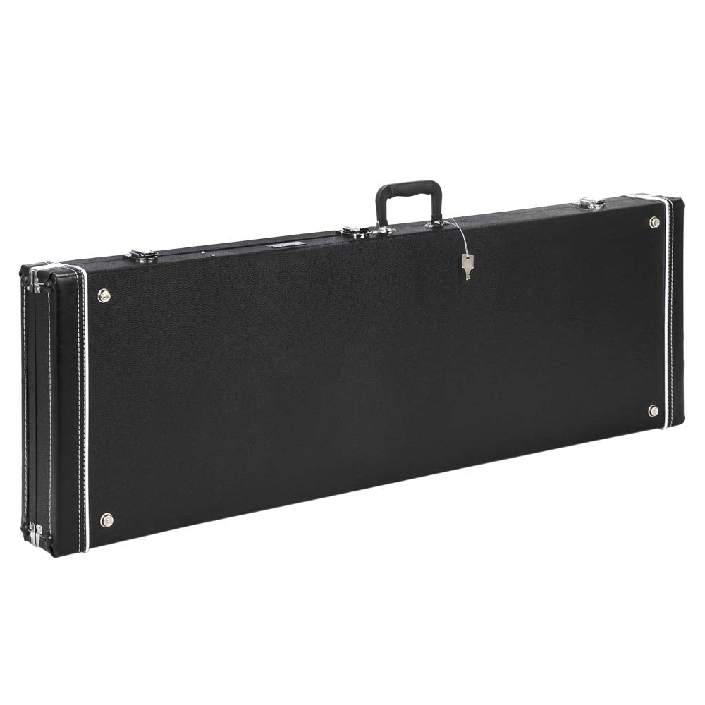 Black Bass Guitar Hard Case with Lock Latch and Soft Padding I36670