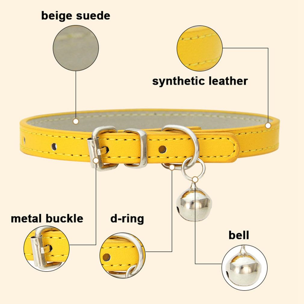 Pink Leather Cat Collar with Bell Y846