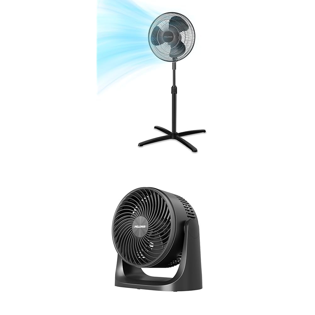16" Pedestal Fan & 7" Table Fan Bundle, 3-Speed Black T67070