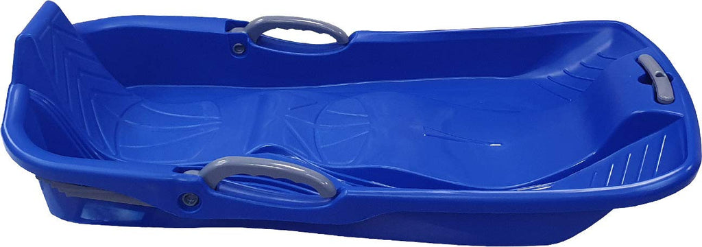 Blue Plastic Toboggan Snow Sled with Brake & Handle Cord S295