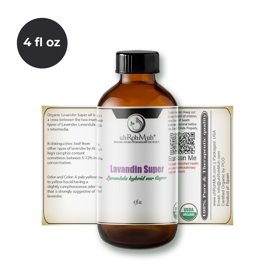 Organic Lavandin Super Essential Oil 4 Fl Oz P4427