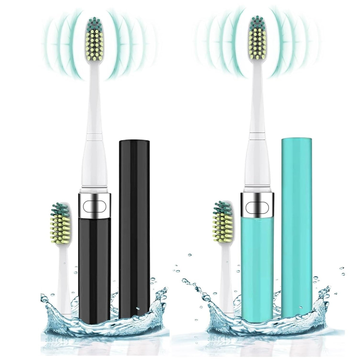 Black Blue 2-Pack Travel Electric Toothbrush D3370