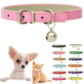 Pink Leather Cat Collar with Bell Y846