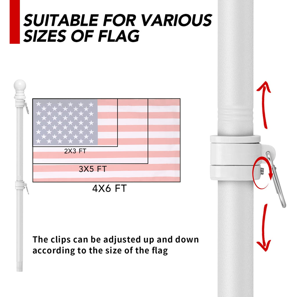 6FT Flag Pole with Bracket and Tangle-Free Rings S585