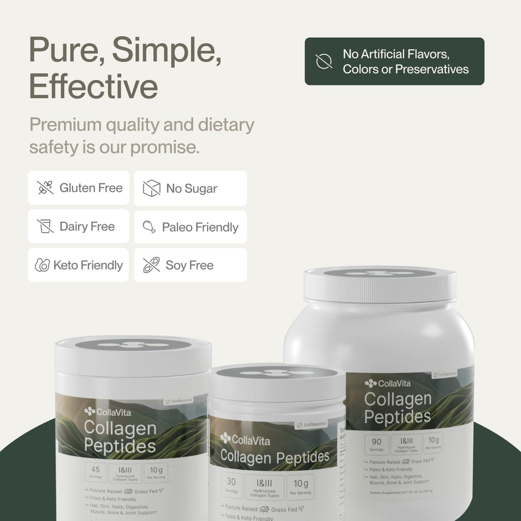 Collagen Peptides Powder Grass-Fed Pasture-Raised Hydrolyzed Type I & III Unflavored 32 oz R639262
