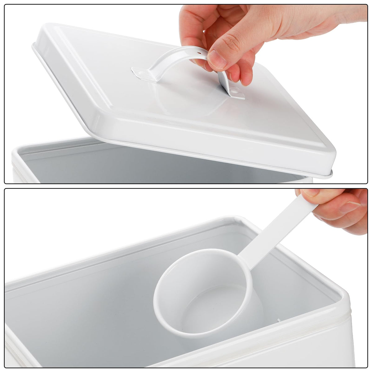 5-7 Lbs Metal Dog Food Storage Container with Lid and Scoop R65485