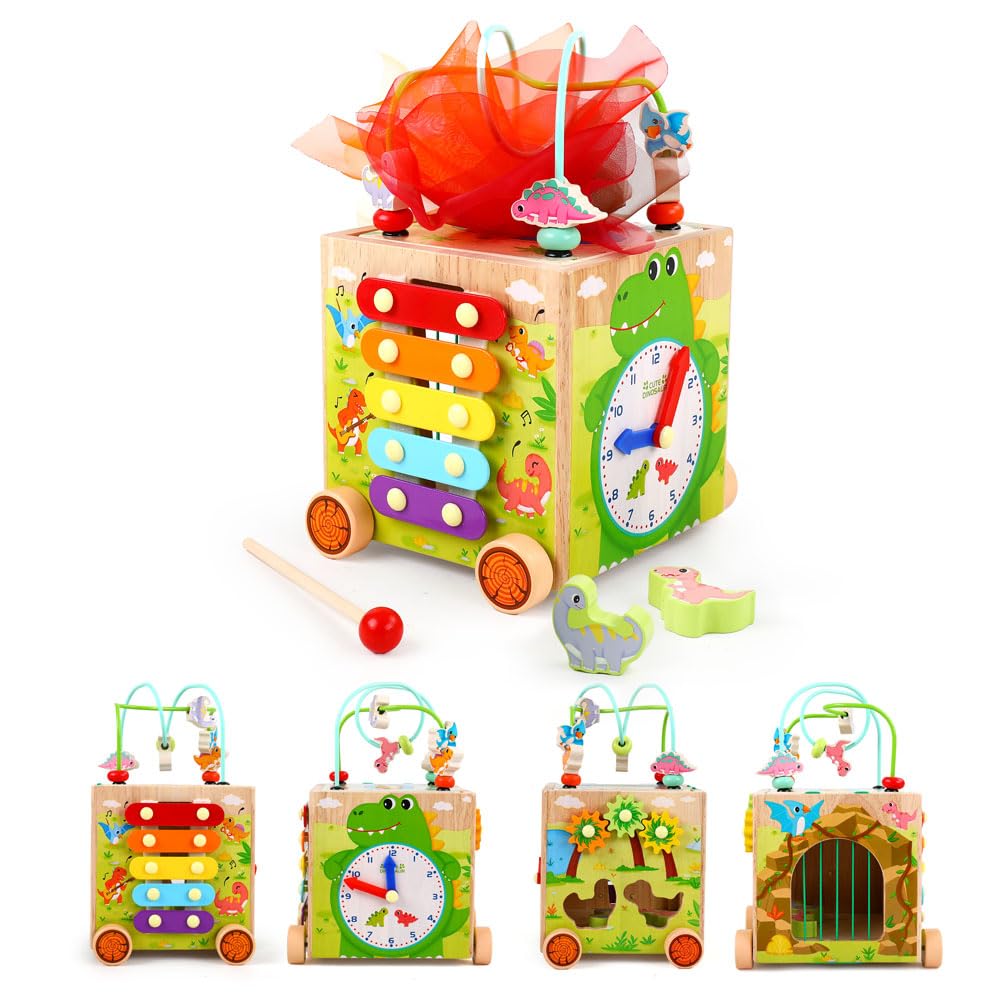 Montessori Wooden Activity Cube Toys O596806