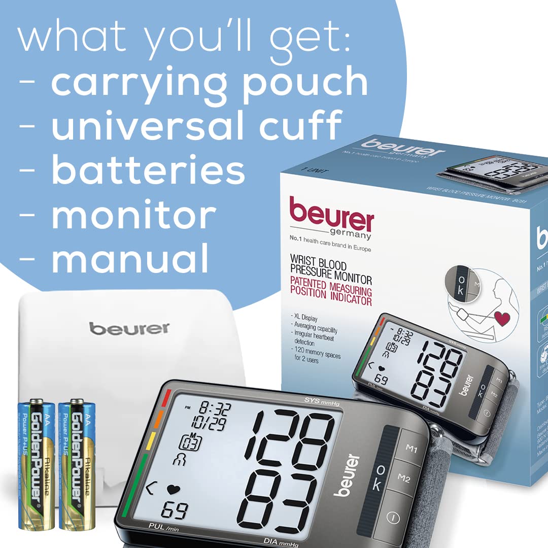 Wrist Blood Pressure Monitor with XL Cuff and Storage Case U7372