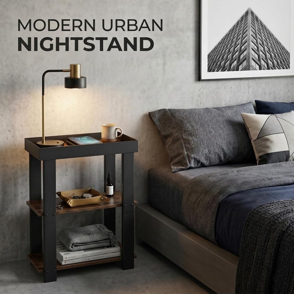 Rustic Brown 3-Tier Narrow Side Table R72525
