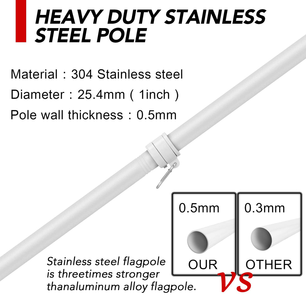 6FT Flag Pole with Bracket and Tangle-Free Rings S585