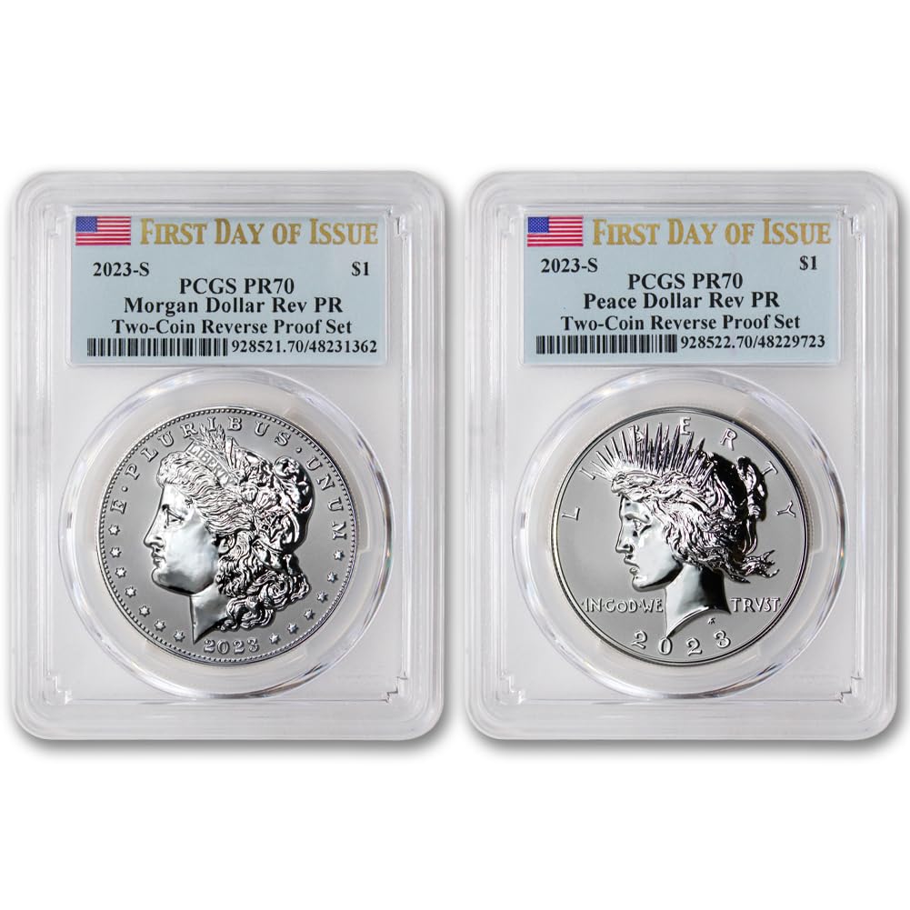 Set of 2 American Silver Morgan and Peace Dollar $1 W755143