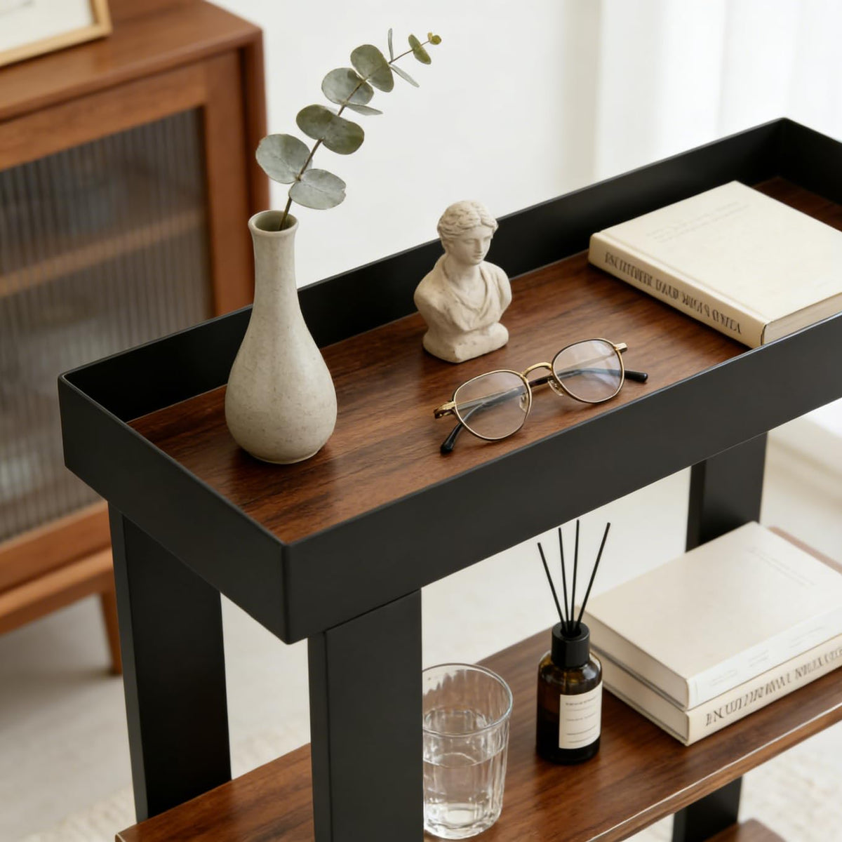 Rustic Brown 3-Tier Narrow Side Table R72525