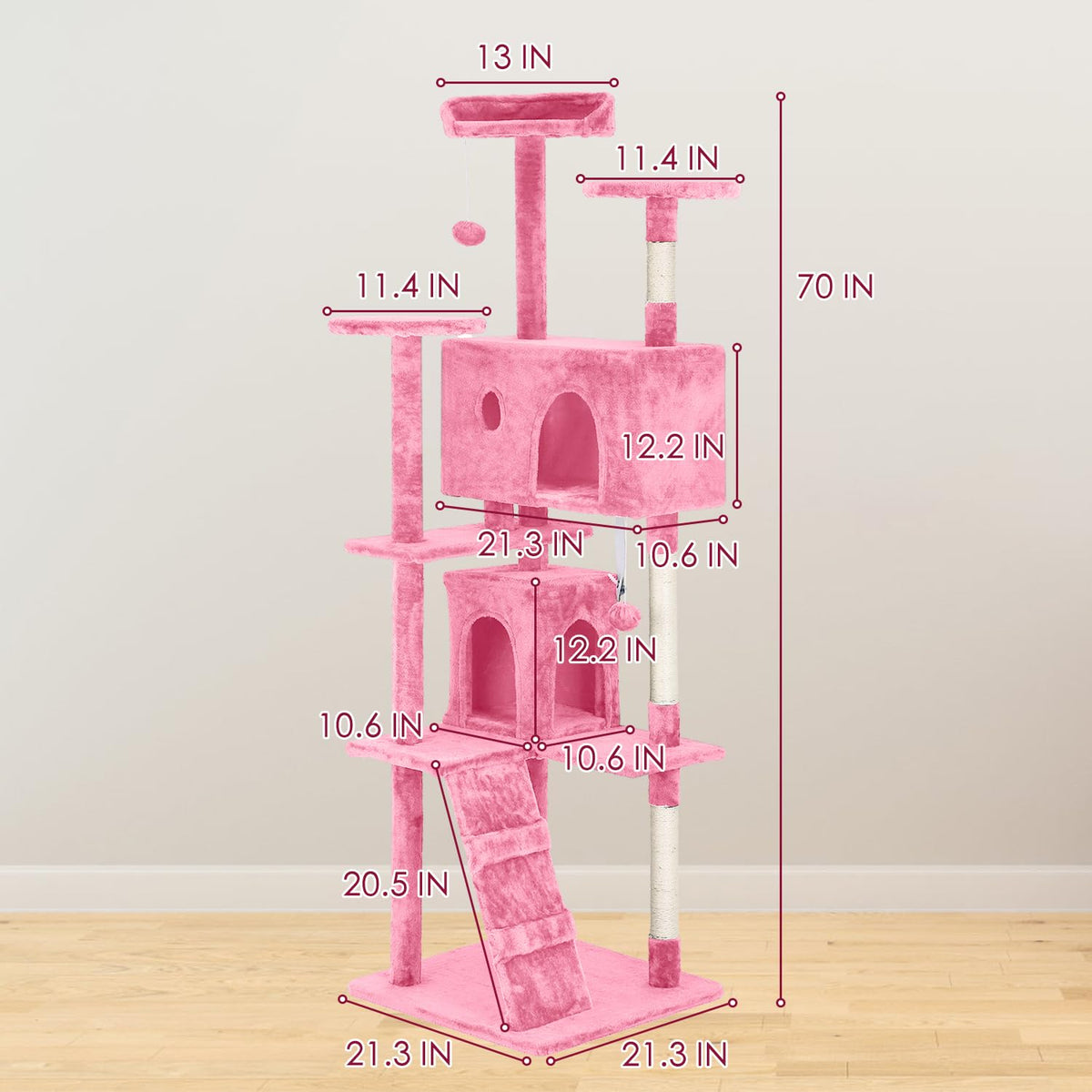 70in Cat Tree Tower with Scratching Post T5429