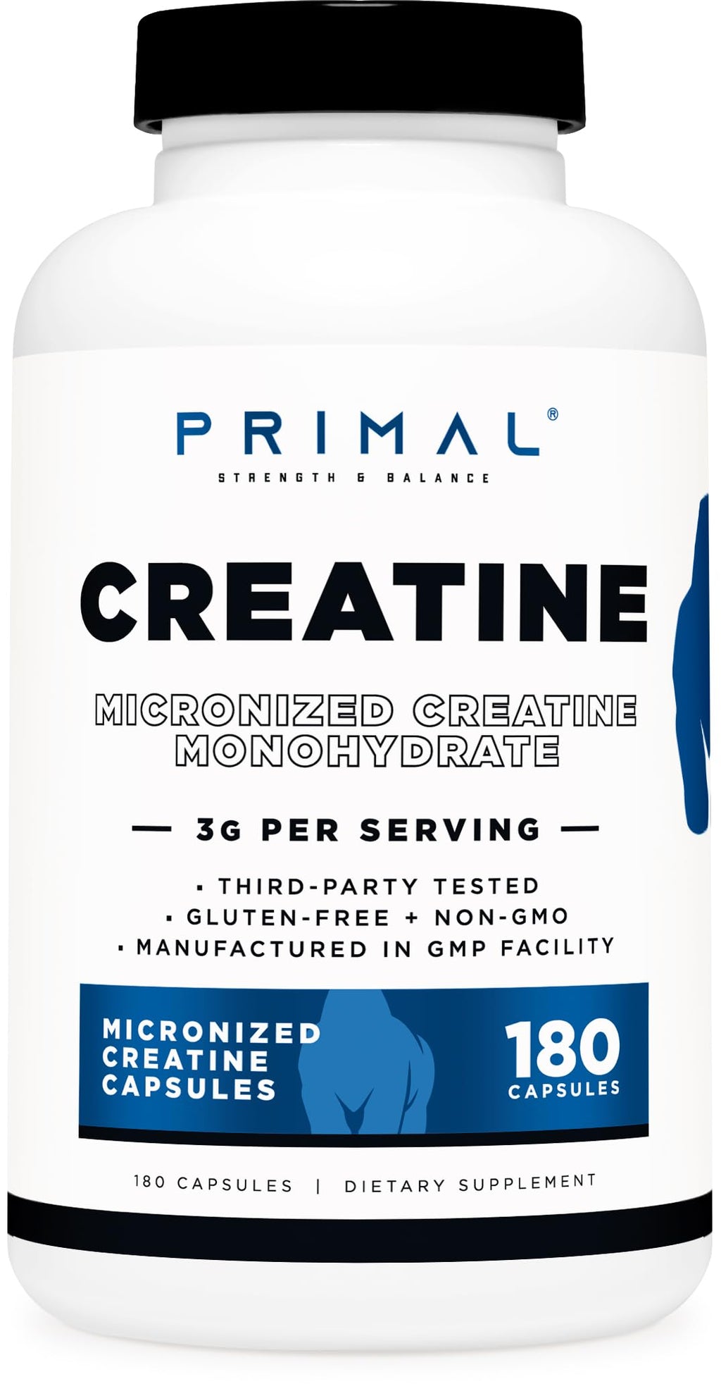 Creatine Monohydrate Capsules 3,000mg 180 Capsules Gluten-Free W375