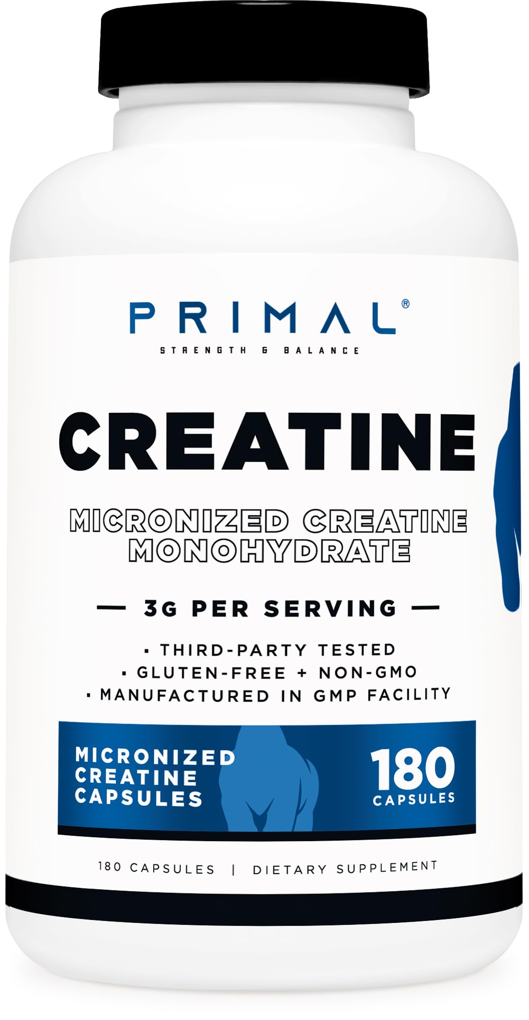 Creatine Monohydrate Capsules 3,000mg 180 Capsules Gluten-Free W375