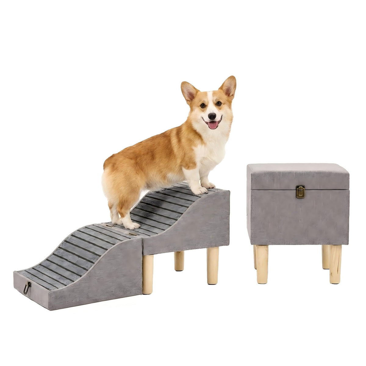 Foldable Pet Stair 2-in-1 Gray B2984