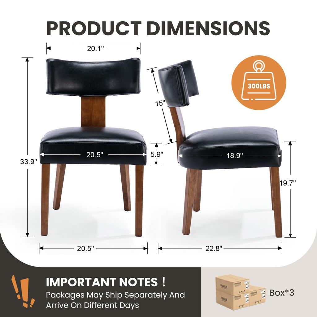 Black Set of 6 PU Leather Upholstered Dining Chairs V883