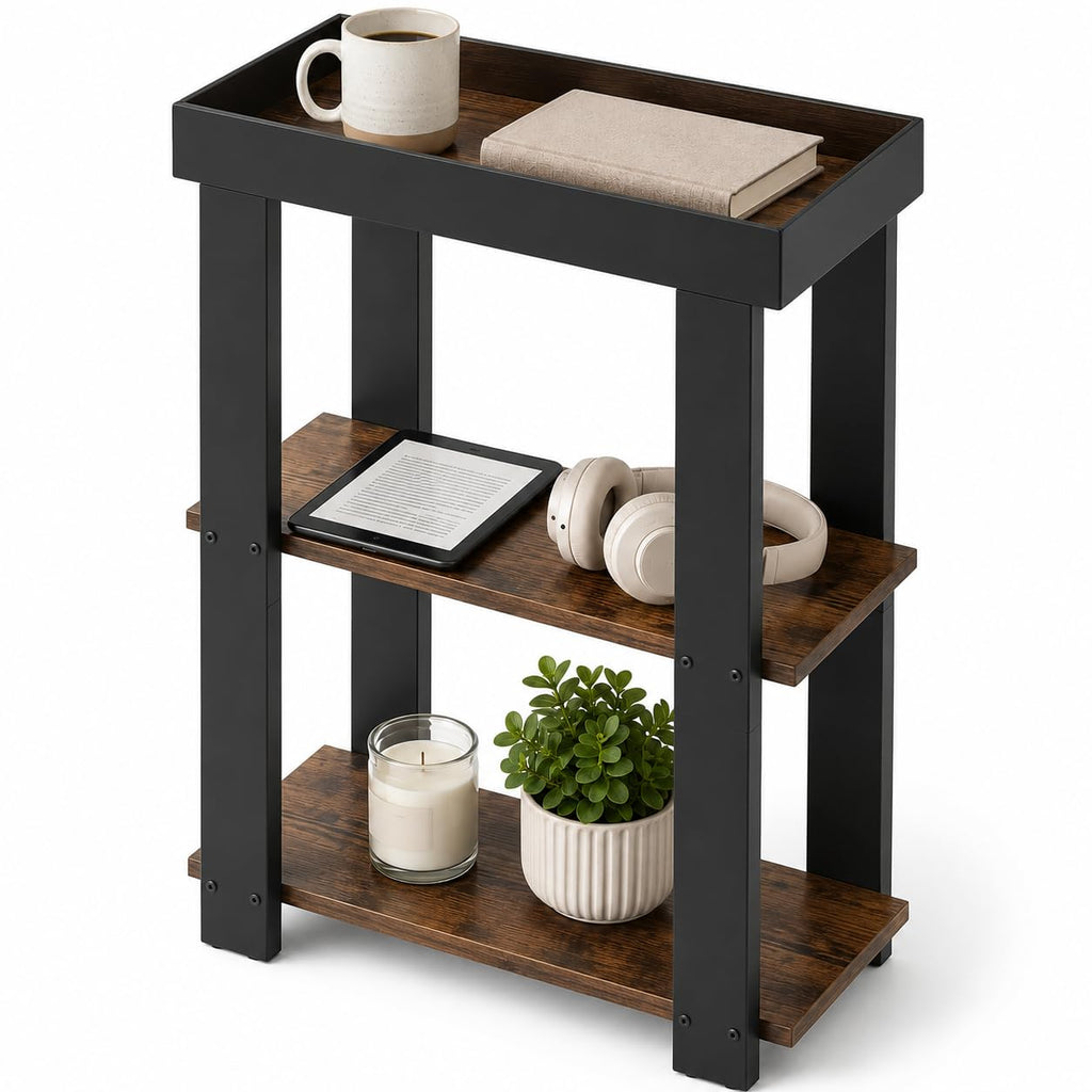 Rustic Brown 3-Tier Narrow Side Table R72525