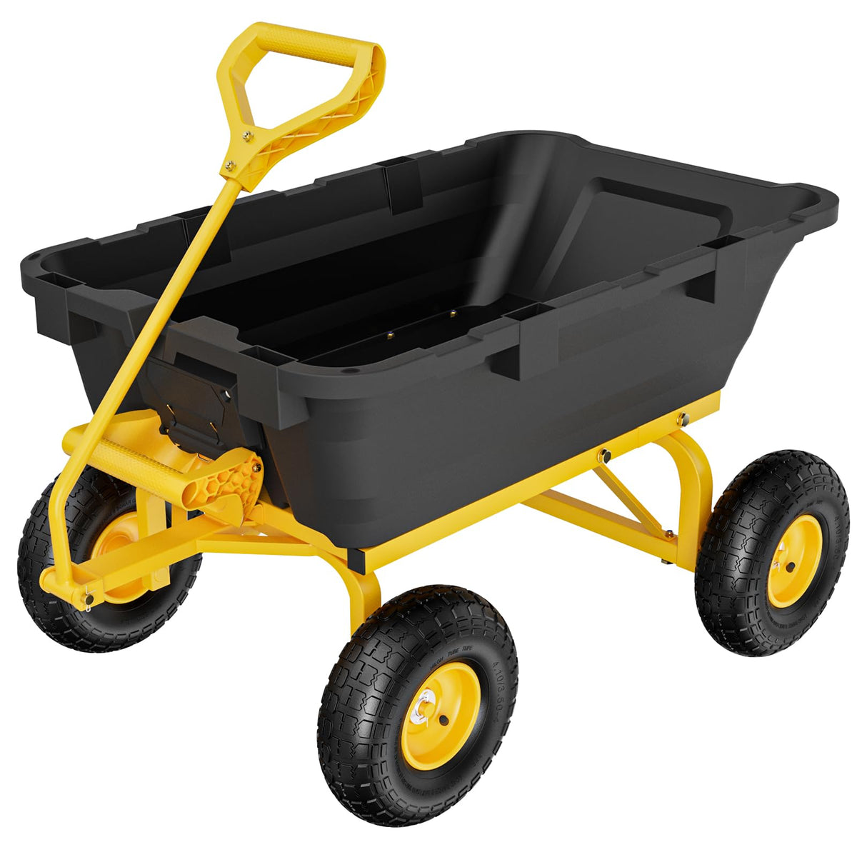 Heavy Duty Dump Cart Wagon, 770LBS Poly Wheelbarrow, 10in All-Terrain Pneumatic Tires Q160