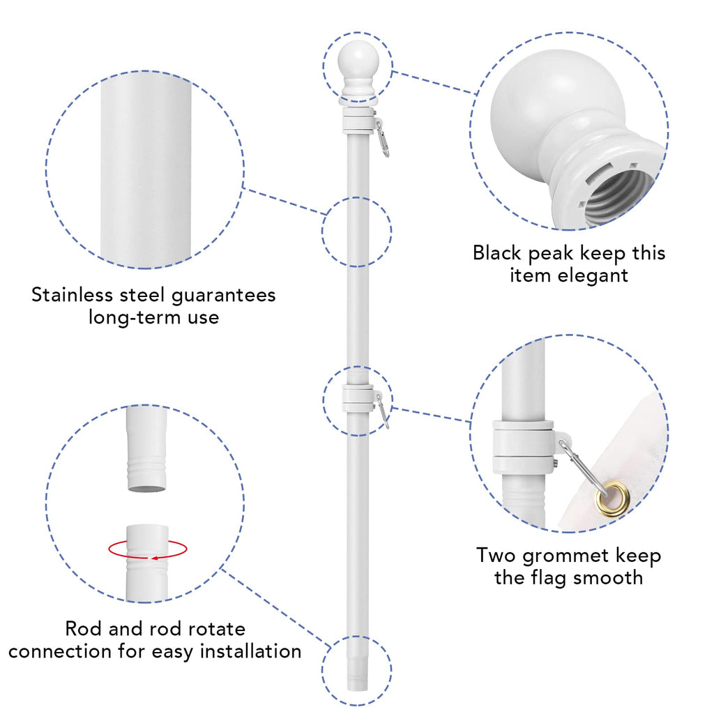6FT Flag Pole with Bracket and Tangle-Free Rings S585