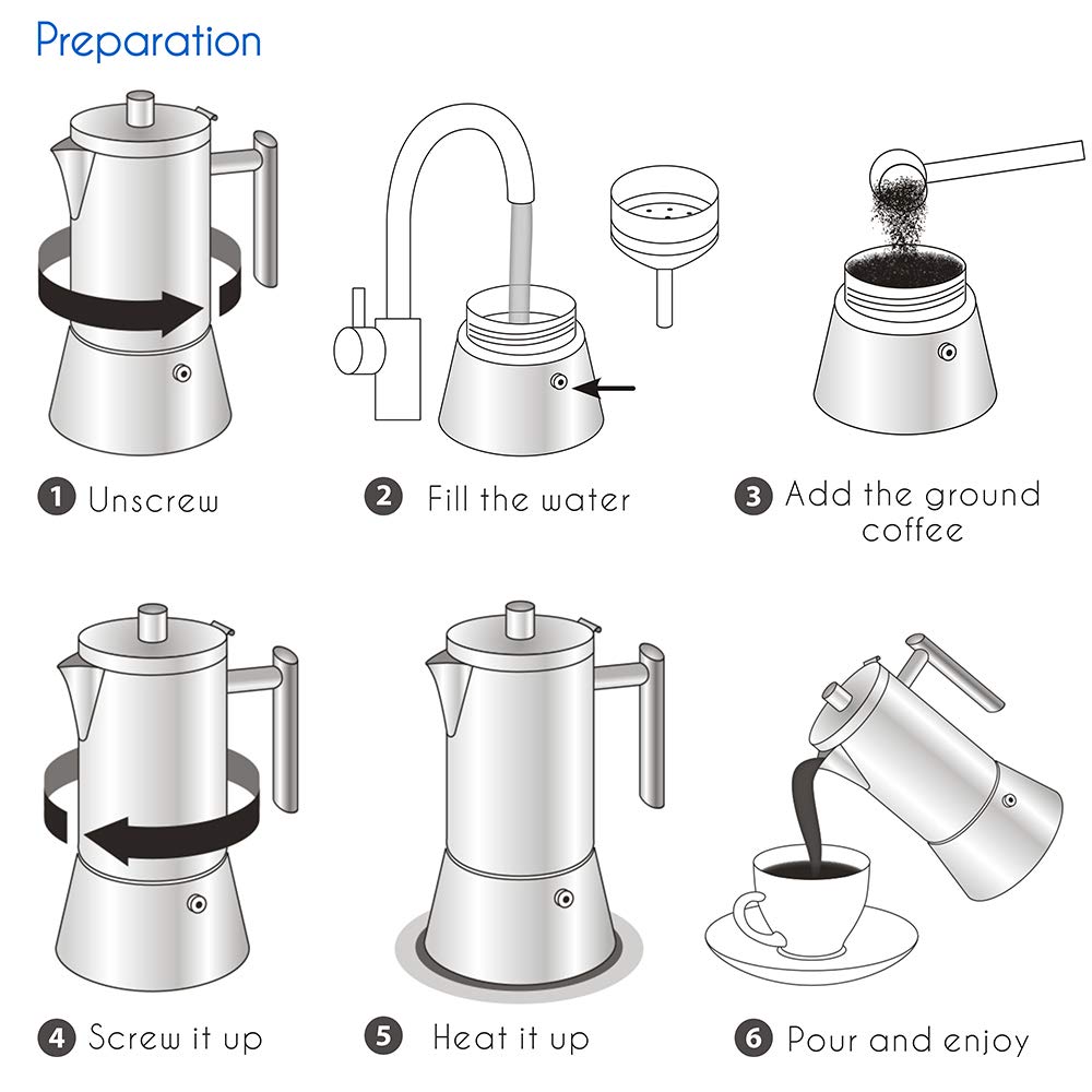 Stainless Steel Stovetop Espresso Maker 12 Cup 17.5 oz Moka Pot R25179