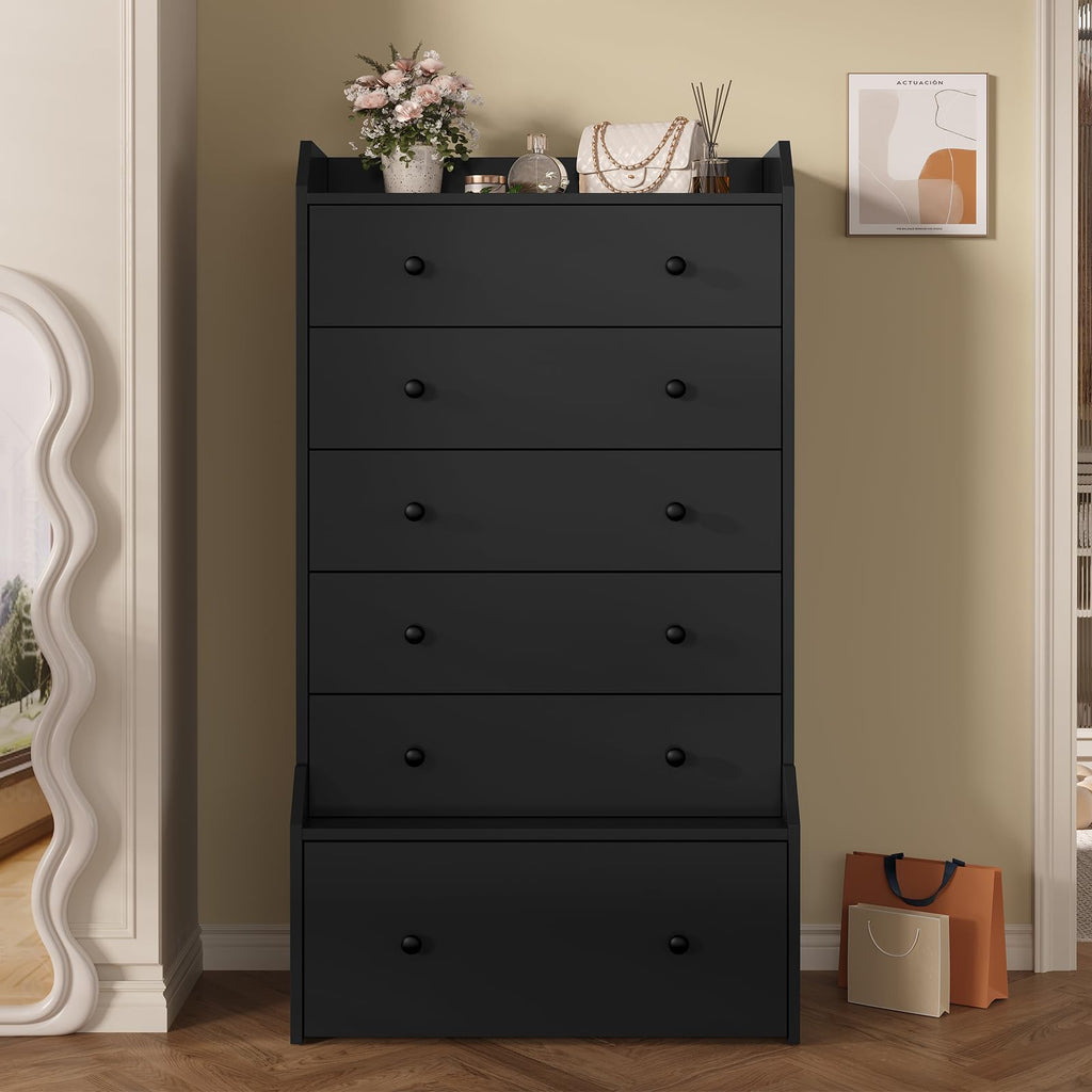 6 Drawer Tall Black Dresser N57400