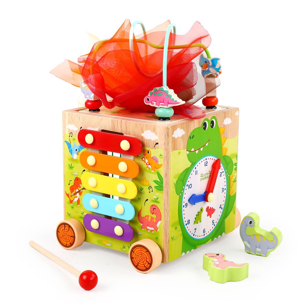 Montessori Wooden Activity Cube Toys O596806