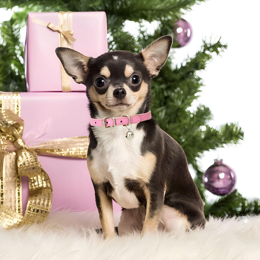 Pink Leather Cat Collar with Bell Y846