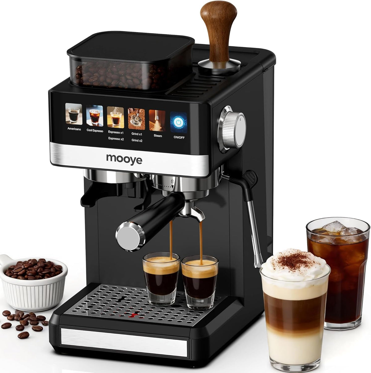20Bar Compact Espresso Machine with Grinder and Steam Milk Frother L637585