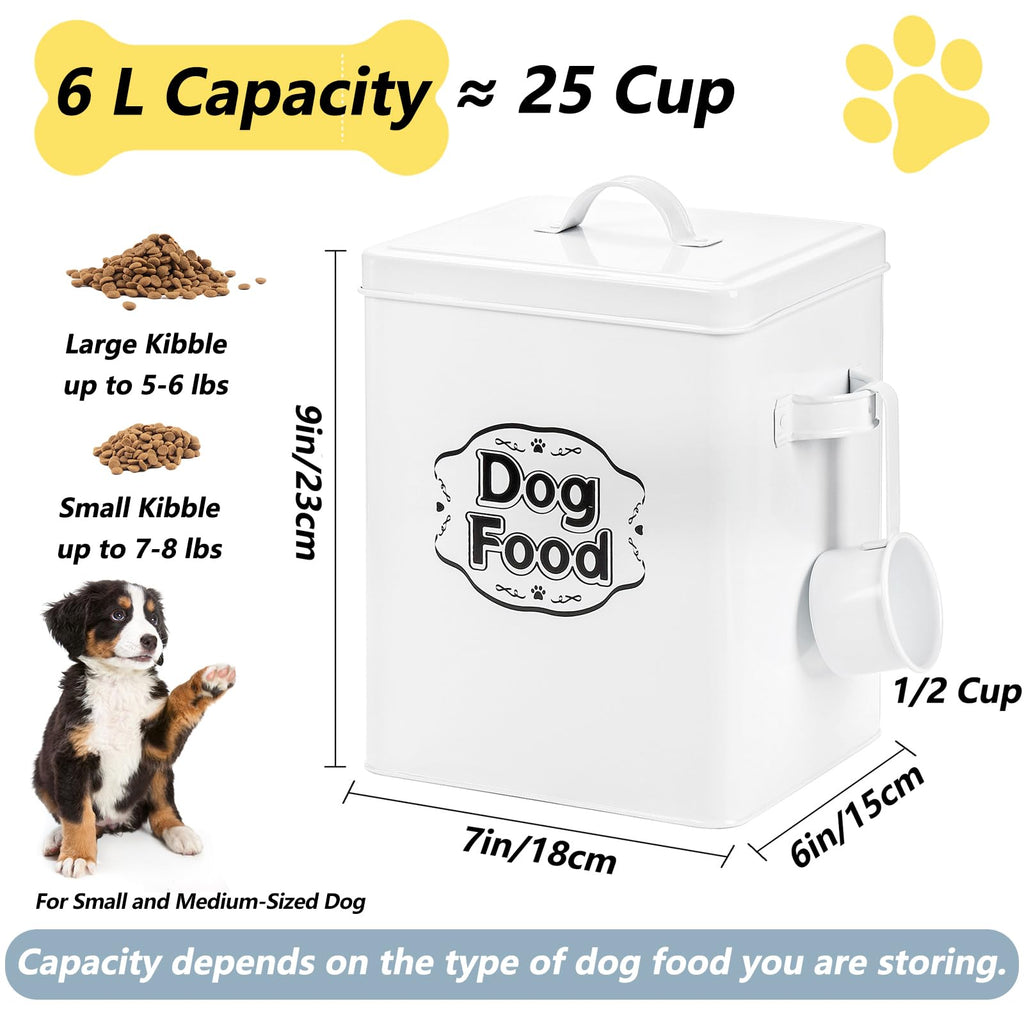 5-7 Lbs Metal Dog Food Storage Container with Lid and Scoop R65485