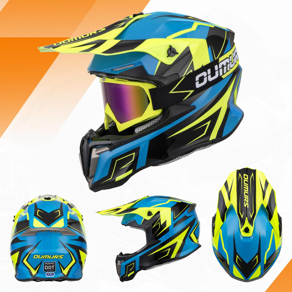 Adult ATV Dirt Bike Helmet with Goggles Gloves & Mask Adjustable Sun Visor M724