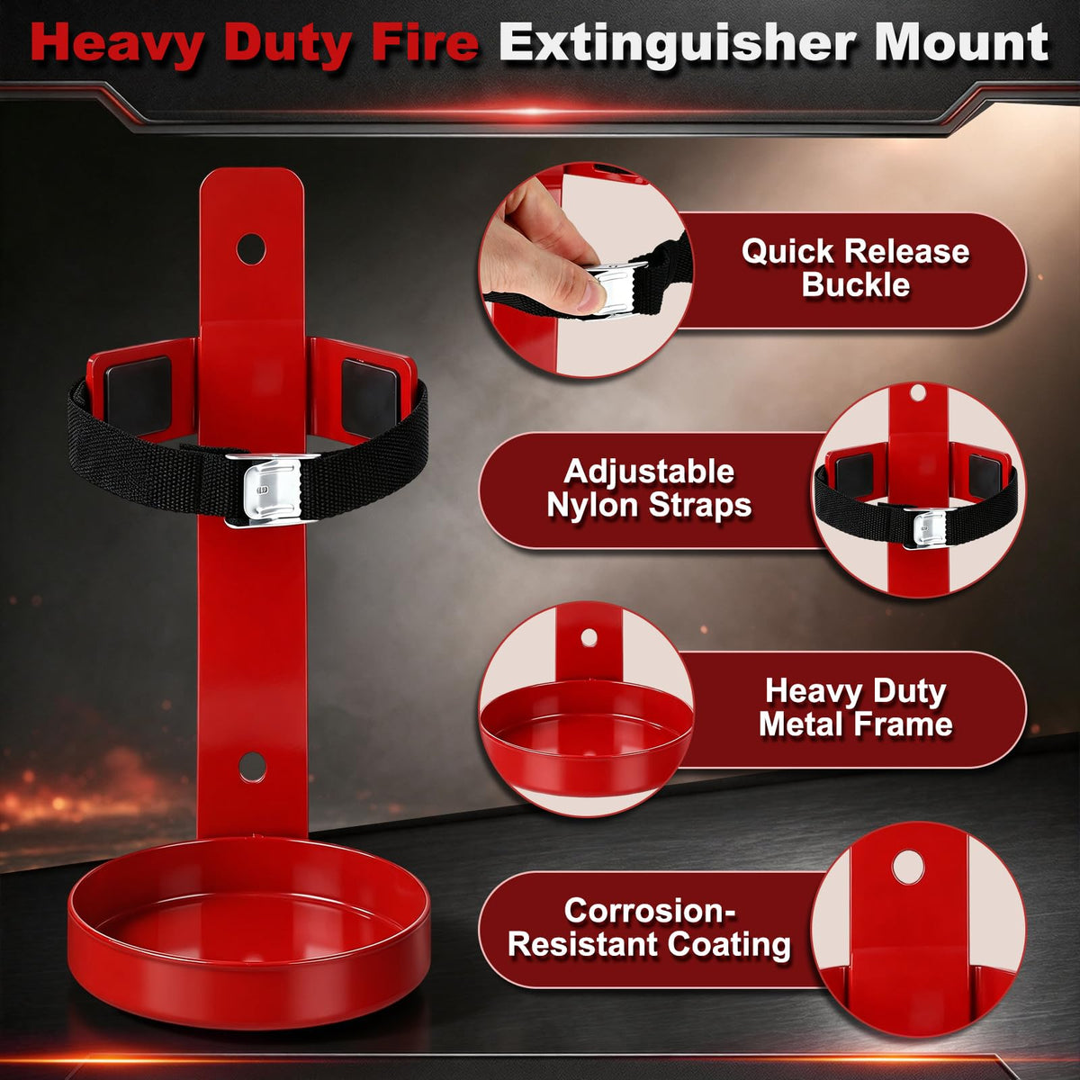 6 Pack 2.5 lb Fire Extinguisher Wall Mount Bracket Q619086