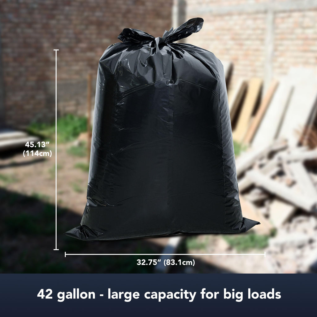 42 Gallon Extra Thick 3MIL Heavy Duty Bags with Tie Flaps, 32 Count Q618