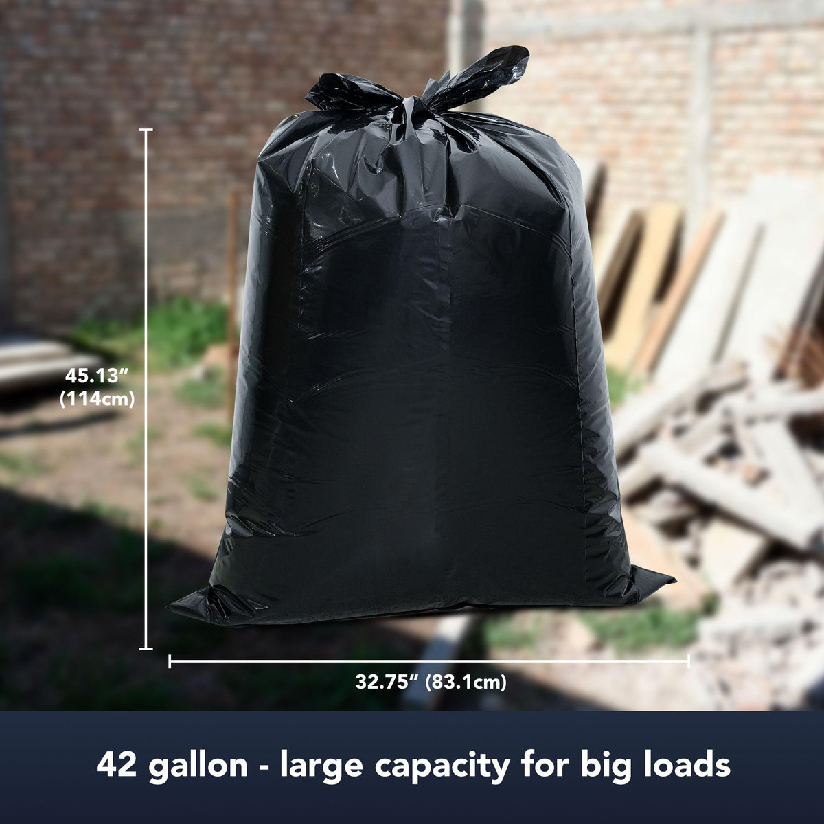 42 Gallon Extra Thick 3MIL Heavy Duty Bags with Tie Flaps, 32 Count Q618