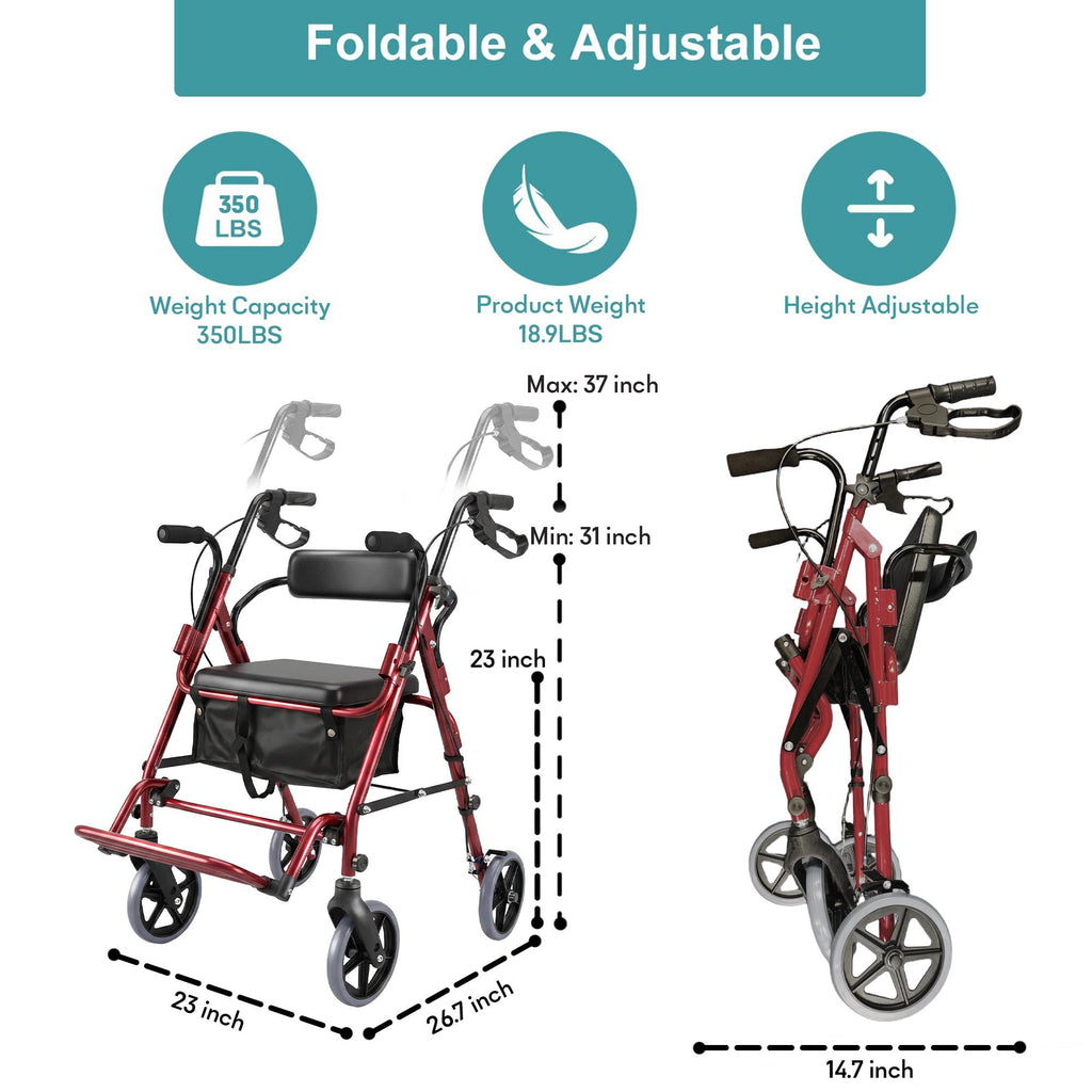2-in-1 Rollator Walker with Seat L66323
