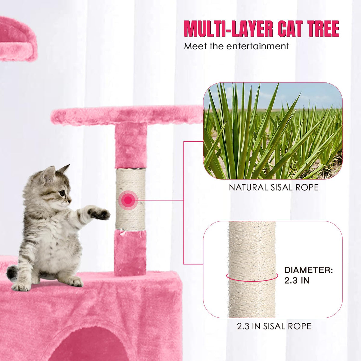 70in Cat Tree Tower with Scratching Post T5429