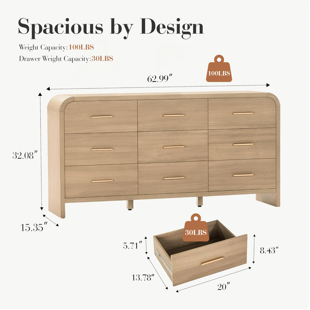 Gray Oak 9 Drawer Dresser C868645