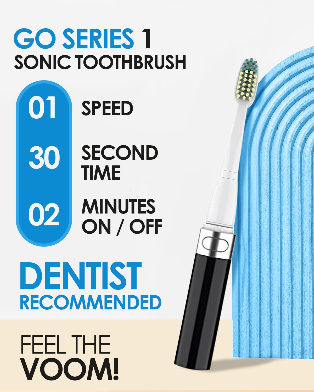 Black Blue 2-Pack Travel Electric Toothbrush D3370