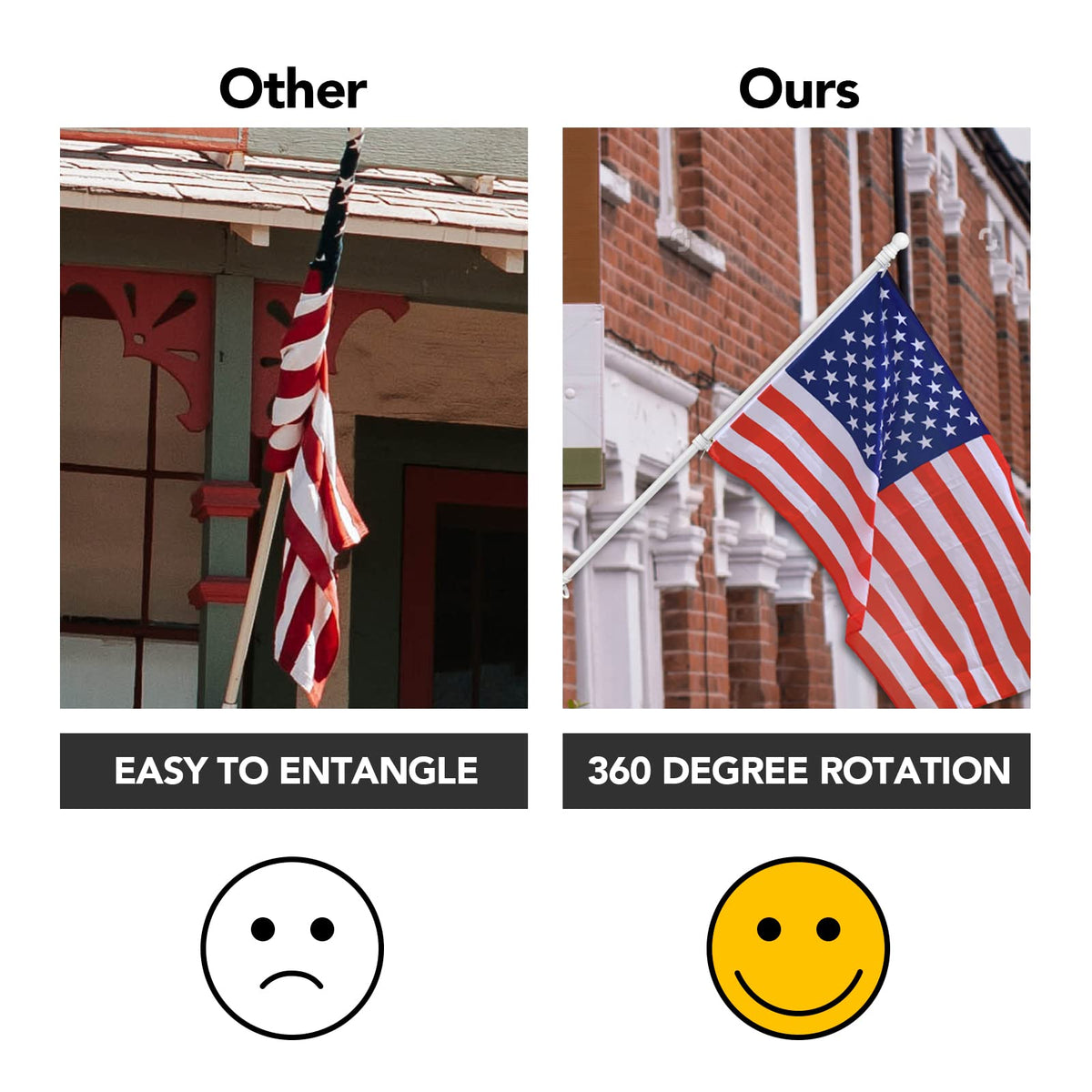 6FT Flag Pole with Bracket and Tangle-Free Rings S585