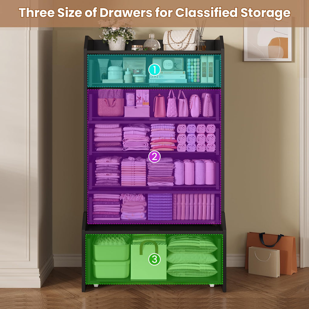 6 Drawer Tall Black Dresser N57400