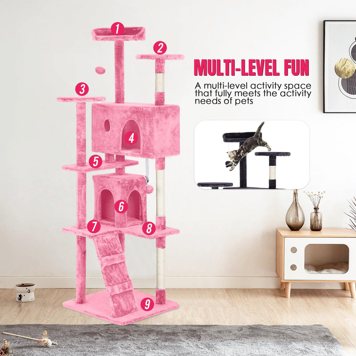 70in Cat Tree Tower with Scratching Post T5429