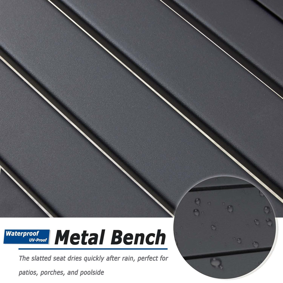 Black Set of 2 Metal Outdoor Backless Bench P5896