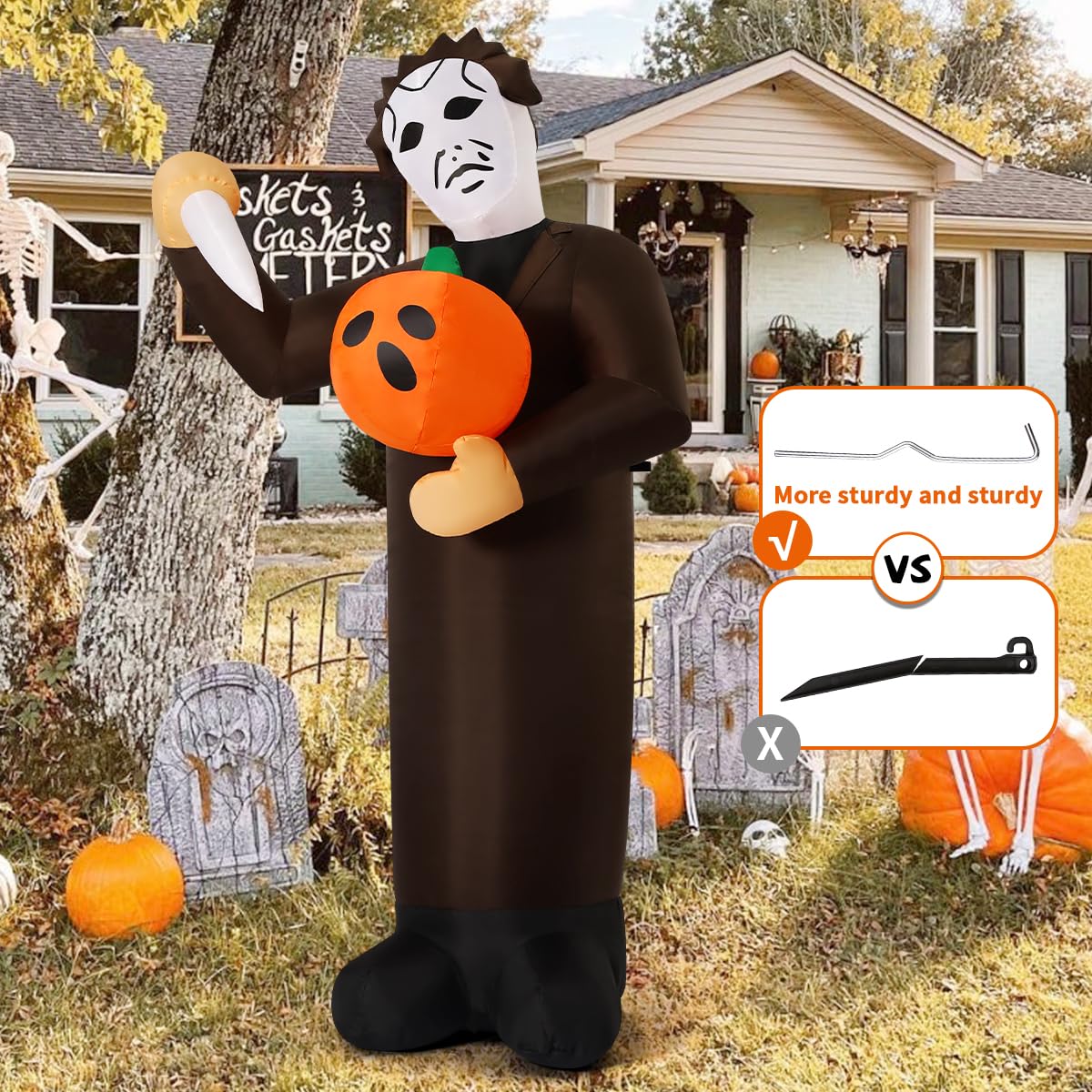 6FT Inflatable Scary Pumpkin with Built-in LEDs M6538