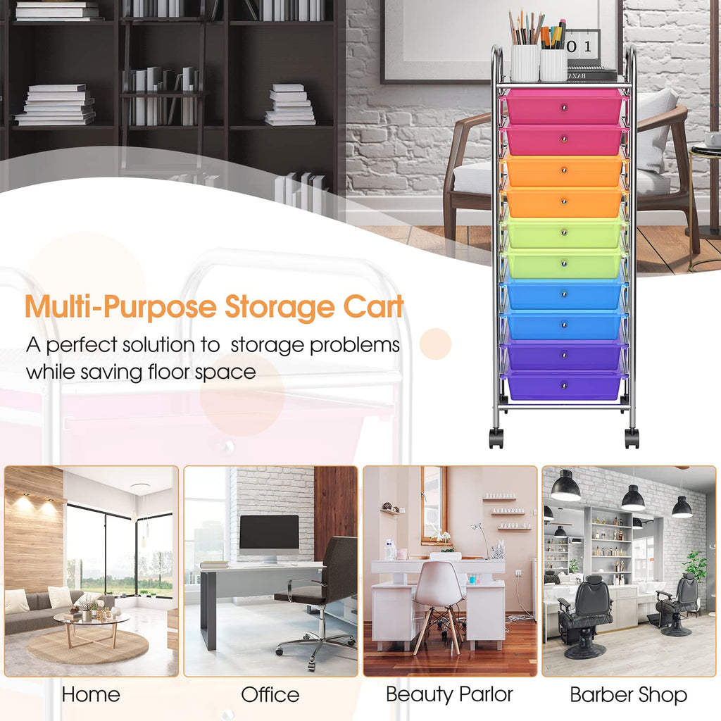 10 Drawer Rolling Storage Cart Organizer Q730175