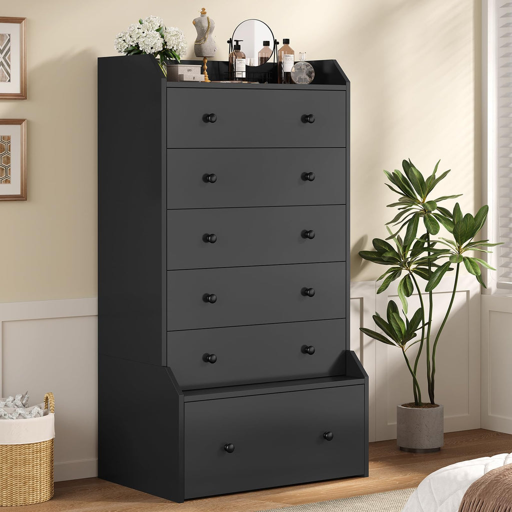 6 Drawer Tall Black Dresser N57400