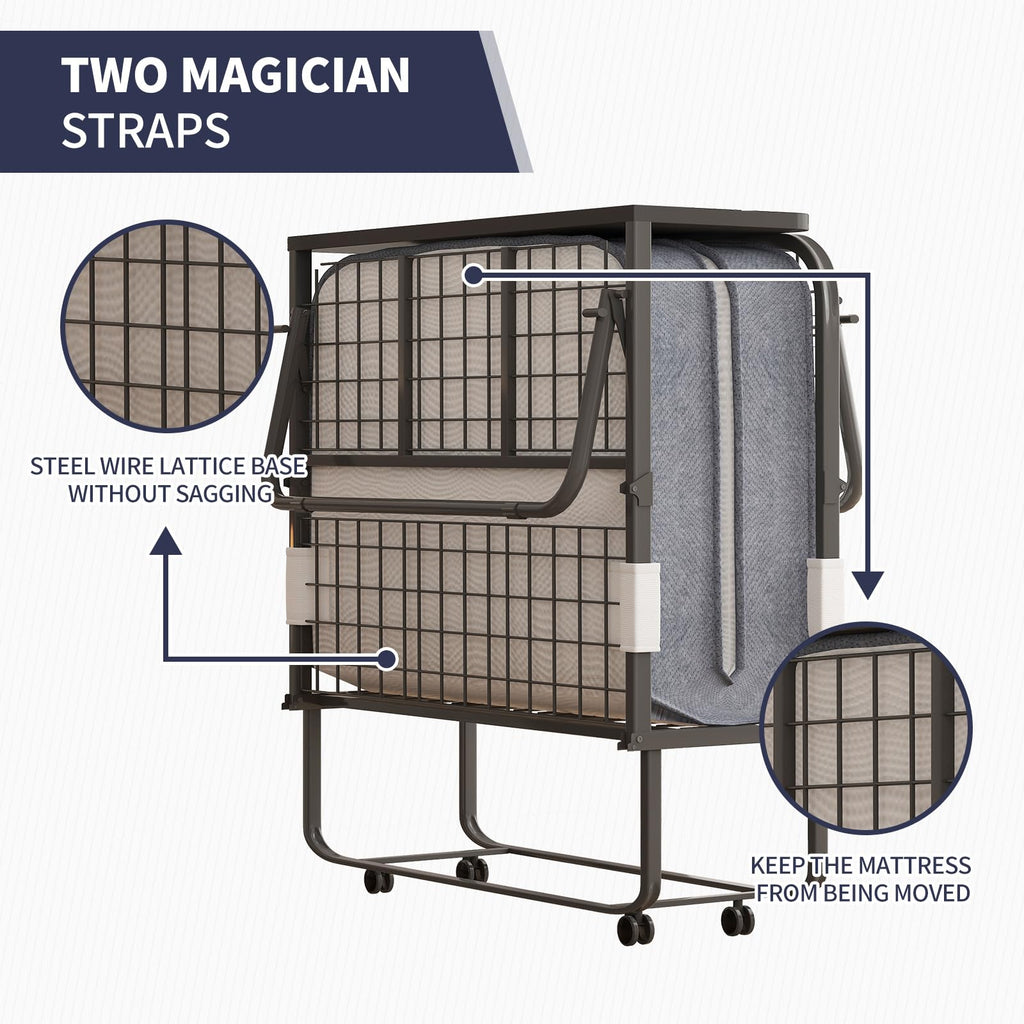 Folding Bed with 4 Lockable Wheels S752