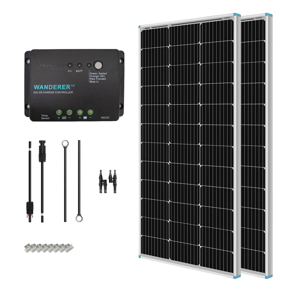 200 Watt 12 Volt Monocrystalline Solar Panel Starter Kit P57561