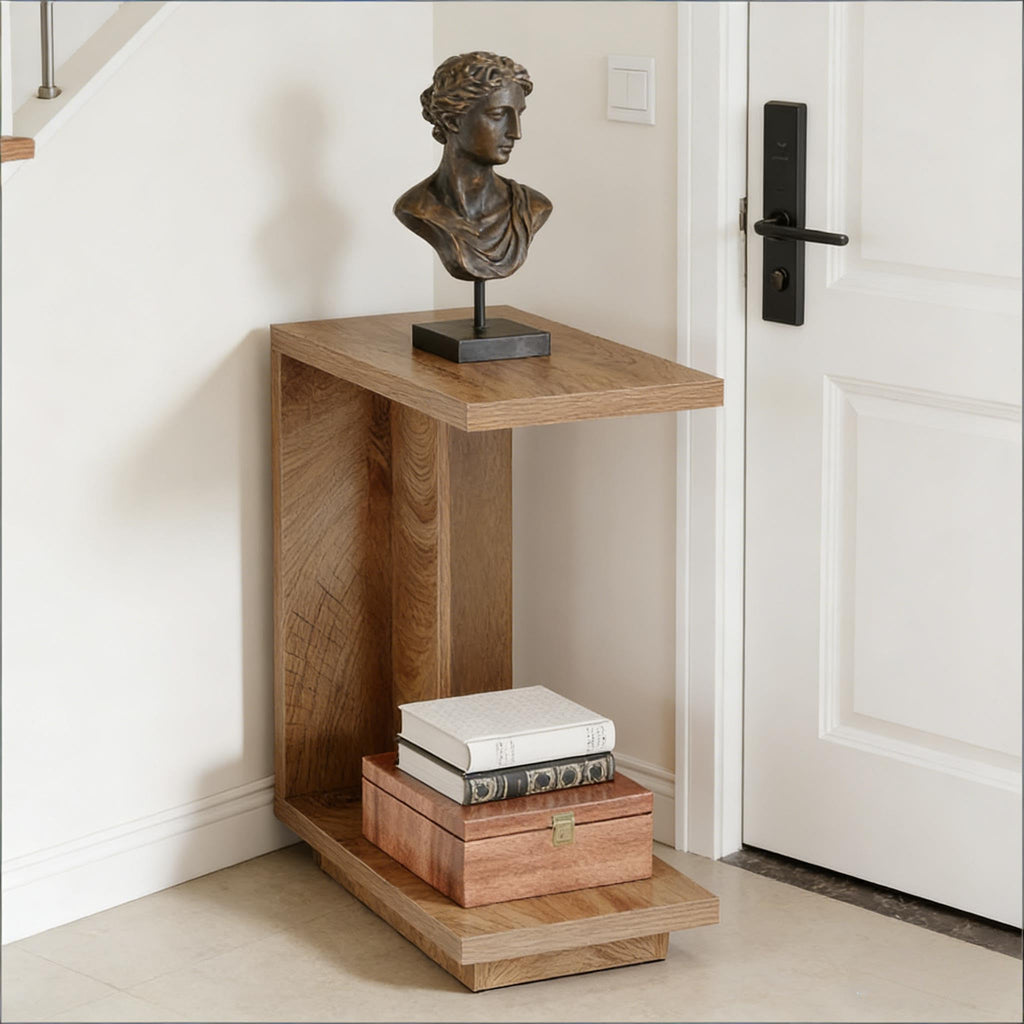 C-Shaped Side Table with Hidden Storage Q498